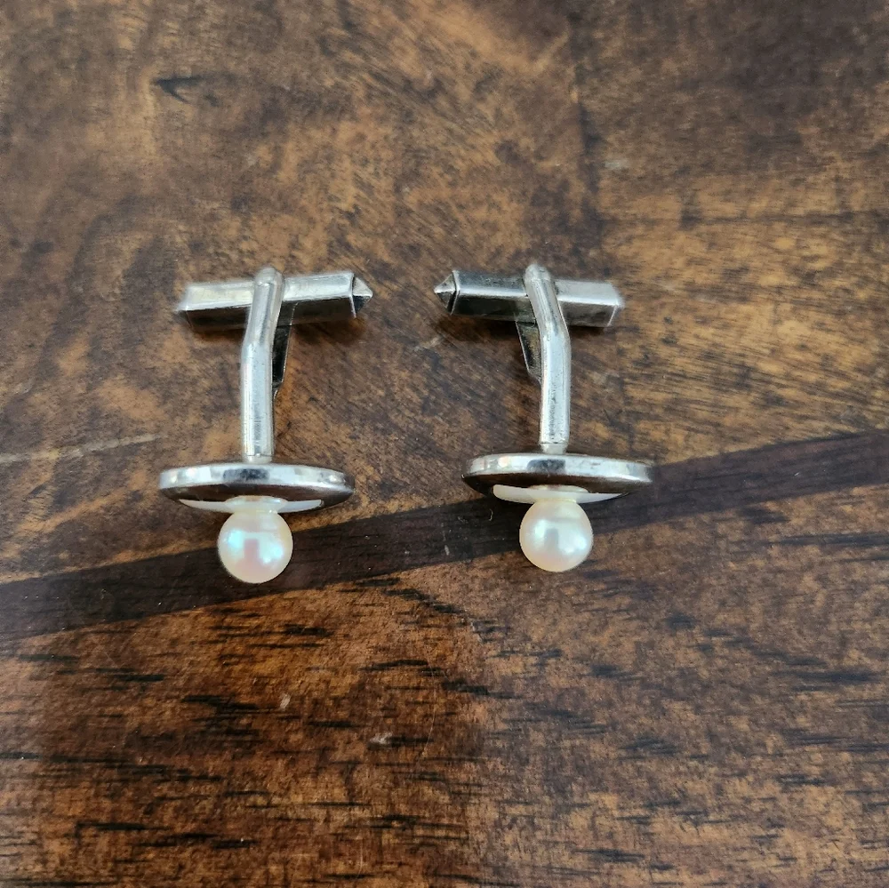 Sterling silver Cufflinks with pearls